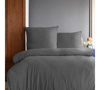 Komfortec Literie Premium Housse de Couette 3 pièces Super Douce 200x200 cm + 2 taies d'oreiller 80x80 cm, 100% Microfibre brossée, Anthracite