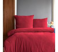 Komfortec Literie Premium Housse de Couette 3 pièces Super Douce 200x200 cm + 2 taies d'oreiller 80x80 cm, 100% Microfibre brossée, Rouge