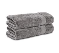 Komfortec Lot de 2 Serviettes de Douche, 70x140 cm,% 100 Coton, éponge, Douce, absorbante, Gris Anthracite