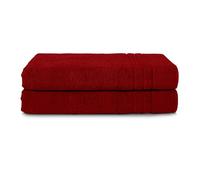 Komfortec Lot de 2 Serviettes de Sauna 70 x 200 cm 100% Coton XXL - Grandes Serviettes de Sauna Douces, à séchage Rapide, Aurore Rouge