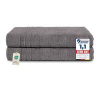 Komfortec Lot de 2 Serviettes de Sauna 80 x 200 cm 100% Coton XXL - Grandes Serviettes de Sauna Douces, à séchage Rapide, Gris Anthracite