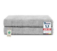 Komfortec Lot de 2 Serviettes de Sauna 80 x 200 cm 100% Coton XXL - Grandes Serviettes de Sauna Douces à séchage Rapide, Gris Argenté