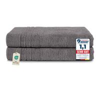 Komfortec Lot de 2 Serviettes de Sauna 80x200 cm, 100% Coton | Grande Taille, Douces, Tissu Éponge, Anthracite