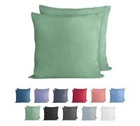 Komfortec Lot de 2 taies d'oreiller 100% Coton - 40 x 40 cm - Super Douces - Jersey de qualité supérieure - 150 g/m² - Vert