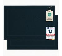 Komfortec Lot de 2 Tapis de Bain en Tissu éponge Lavable 800 g/m² et 100% Coton, Absorbant et séchage Rapide, 50 x 80 cm, Bleu Petrole