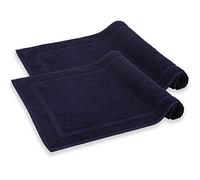 Komfortec Lot de 2 Tapis de Bain en Tissu éponge Lavable 800 g/m² et 100% Coton, Absorbant et séchage Rapide, 50 x 80 cm, Bleu Marine
