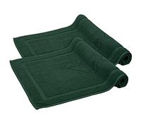Komfortec Lot de 2 Tapis de Bain en Tissu éponge Lavable 800 g/m² et 100% Coton, Absorbant et séchage Rapide, 50 x 80 cm, Vert Foncé