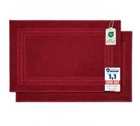 Komfortec Lot de 2 Tapis de Bain, en Tissu éponge, lavables, 600 g/m² et 100% Coton Absorbant et à séchage Rapide, Aurore Rouge, 50 x 70 cm
