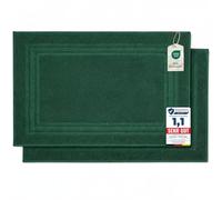 Komfortec Lot de 2 Tapis de Bain, en Tissu éponge, lavables, 600 g/m² et 100% Coton Absorbant et à séchage Rapide, Vert Fonce, 50 x 70 cm