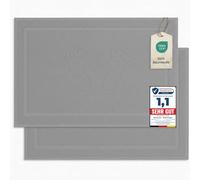 Komfortec Lot de 2 Tapis de Bain, en Tissu éponge, lavables, 800 g/m² et 100% Coton Absorbant et à séchage Rapide, Gris argenté, 50 x 80 cm
