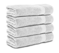 Komfortec Lot de 4 Serviettes de Bain 70x140 cm, 100% Coton, Douces et Très Absorbantes, Grande Taille, Blanc