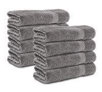 Komfortec Lot de 8 Serviettes 50x100 cm, 100% Coton, Douces et Absorbantes, Serviettes de Toilette, Gris Anthracite