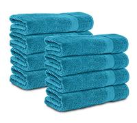 Komfortec Lot de 8 Serviettes 50x100 cm, 100% Coton, Douces et Absorbantes, Serviettes de Toilette, Turquoise