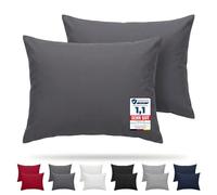 Komfortec Taie d'oreiller 50x70, Lot de 2, Housse Coussin Douce Et Brossée, Certifiée Oeko-TEX, Douce et Respirante, avec Fermeture éclair, Anthracite