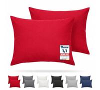 Komfortec Taie d'oreiller 50x70, Lot de 2, Housse Coussin Douce Et Brossée, Certifiée Oeko-TEX, Douce et Respirante, avec Fermeture éclair, Rouge