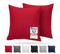 Komfortec Taie d'oreiller 80x80, Lot de 2, Housse Coussin Douce Et Brossée, Certifiée Oeko-TEX, Douce et Respirante, avec Fermeture éclair, Rouge
