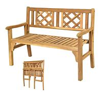 KOMFOTTEU Banc de jardin pliable pour extérieur, banc de jardin portable en bois d'acacia avec charge de 320 kg, banc 2 places pour terrasse, balcon, jardin