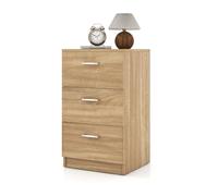 KOMFOTTEU Caisson de Bureau avec 3 Tiroirs, Petite Commode multifonctionnelle avec Rails Soyeux, Classeur de Dossiers avec Dispositif Anti-basculement, 38 x 35 x 67 cm (Naturel)