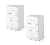 KOMFOTTEU Caisson de Bureau avec 3 Tiroirs, Petite Commode multifonctionnelle avec Tapis de Protection, Classeur de Dossiers avec Dispositif Anti-basculement, 37 x 34 x 66,5 cm (Lot de 2, Blanc)