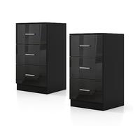 KOMFOTTEU Caisson de Bureau avec 3 Tiroirs, Petite Commode multifonctionnelle avec Tapis de Protection, Classeur de Dossiers avec Dispositif Anti-basculement, 37 x 34 x 66,5 cm (Lot de 2, Noir)