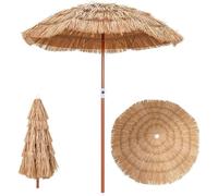 KOMFOTTEU Parasol Hawaii, parasol de plage pliable, parasol de balcon réglable en hauteur, parasol en paille avec sac de transport, parasol de marché pour le jardin et la plage