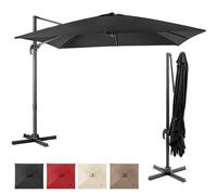 KOMFOTTEU Parasol Jardin Exterieur, Pied croix, Anti UV, Noir, 3x3M | Parasol Déporté. Inclinaison Réglable, Résistant au Vent, Parasols à Manivelle, Rotation 360°, pour Cour, Terrasse