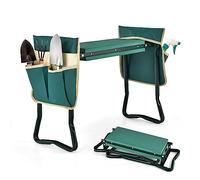 KOMFOTTEU Tabourets de Jardinage pliants, Tapis et Sacs à Outils, 2 Sacs | Repose-genoux, Charge de 150 kg, Banc de Jardin, Banc de Récolte Protection des Genoux, 58 x 28 x 13/49 cm