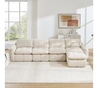 KOMHTOM 264cm Canapé d'angle Modulaire 3 Places en L, Canapé Nuage | Tissu Chenille Doux, Modules Flexibles, Parfait pour Petits Appartements et Détente, Sans Montage