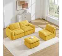 KOMHTOM 264cm Canapé d'angle Modulaire 3 Places en L, Canapé Nuage | Tissu Chenille Doux, Modules Flexibles, Parfait pour Petits Appartements et Détente, Sans Montage
