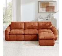 KOMHTOM 264cm Canapé d'angle Modulaire 3 Places en L, Canapé Nuage | Tissu Chenille Doux, Modules Flexibles, Parfait pour Petits Appartements et Détente, Sans Montage