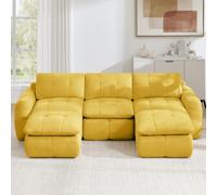 KOMHTOM 264cm Canapé d'angle Modulaire 3 Places en U, Canapé Nuage | Tissu Chenille Doux, Modules Flexibles, Parfait pour Petits Appartements et Détente, Sans Montage