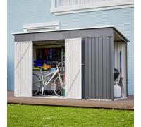 KOMHTOM Abri de Jardin en Acier Galvanisé avec 2 Portes(Gris-311x123 cm) | Rangement Outils de Jardi,2 Portes Verrouillables,Toit en Pente,Aérations,avec cadre renforcé,pour Jardin et Terrasse