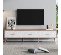 KOMHTOM Buffet de Salon Meuble TV avec 3 tiroirs, Meuble Bas de Rangement avec Panneaux texturés Vintage (150 x 35 x 39cm)