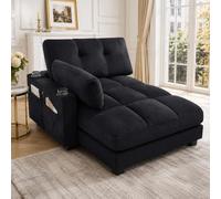 KOMHTOM Canapé d'angle Moderne 2 Places - Fauteuil Salon avec Ports USB/Type-C et Porte-Gobelets, Accoudoir Latéral à roulettes Amovible, pour Petit Espace (Noir, A)