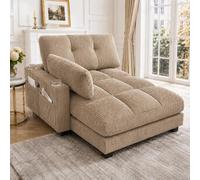 KOMHTOM Canapé d'angle Moderne 2 Places - Fauteuil Salon avec Ports USB/Type-C et Porte-Gobelets, Accoudoir Latéral à roulettes Amovible, pour Petit Espace (Kaki, A)