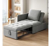 KOMHTOM Canapé-lit Simple Convertible, Canapé Rembourré 3 en 1 Multifonctionnel, Fauteuil avec Dossier Réglable et Un Oreiller, pour Salon, Chambre à Coucher (Gris)