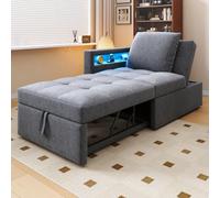 KOMHTOM Canapé-lit Simple Convertible, Canapé Rembourré 3 en 1 Multifonctionnel, Fauteuil avec Dossier Réglable et Un Oreiller, pour Salon, Chambre à Coucher (Gris Clair)