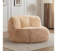 KOMHTOM Canapé Pouf en Peluche, Fauteuil Nuage, Mousse à Haute Résilience, Base Antidérapante, Siège sans Montage pour Salon et Chambre, 110 × 106 × 77 cm (Marron)