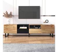 KOMHTOM Commode noire et bois - Meuble TV avec rangements polyvalents et tiroirs - Armoire moderne pour salon, chambre et bureau