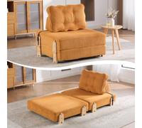 KOMHTOM Fauteuil Convertible en Lit Pliant avec Structure en Velours Côtelé | Structure en Bois Massif, Design Nordique, Soutien Dorsal Ergonomique, Idéal pour Petits Salons et Résidences Universitaires