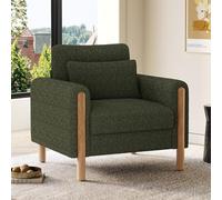 KOMHTOM Fauteuil Relax Moderne en Tissu Teddy, Fauteuil Individuel Confortable avec Coussin, pour Salon, Bureau ou Chambre à Coucher, 87 x 83 x 88.5cm (Vert)