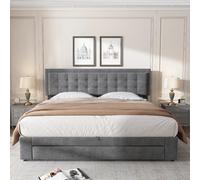 KOMHTOM Lit double capitonné 180x200 cm - Gris