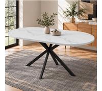 KOMHTOM Table ovale extensible,table a manger | Format ovale 120 a 160 cm,allonge centrale rangee a l'interieur,pieds metal