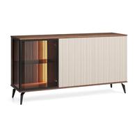 Komodee Buffet Dawson Cachemire 154x80x39 cm | Buffet Dawson K154 - Noyer - Cachemire - Vitrée - Éclairage LED - Largeur 154 cm, Hauteur 80 cm, Profondeur 39 cm