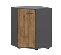 Komodee Buffet FAUSKE - Spacieuse - d'angle - Chêne Wotan - Gris - Largeur 58 cm, Hauteur 74 cm, Profondeur 58 cm