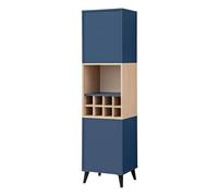 Komodee Buffet Fondi, vitrine Armoire à vin, 2 Portes, scandinave, pour Salon Cuisine Salle à Manger Bureau, Bleu, Bois Clair, 173x35x46 cm
