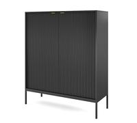 Komodee Buffet Nanaimo KSZ104 Cachemire 104x83x39 cm | Buffet NANAIMO K104 - Noire - Poignées dorées - Largeur 104 cm, Hauteur 125 cm, Profondeur 39 cm