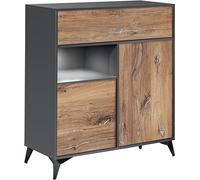 Komodee Commode Orvieto 3D A1 Chene/Anthracite 100x113,5x40 cm | Commode Buffet Orvieto 3D, Chêne Anthracite, Largeur 100cm x Hauteur 113,5cm x Profondeur 40cm, LED, pour Salon , Chambre