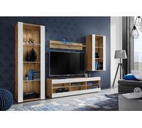 Komodee, Ensembles de Meubles Tivoli Medio, Wotan Blanc, Largeur 250cm x Hauteur 159cm x Profondeur 35cm, sans LED, pour Salon, Chambre
