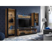Komodee, Ensembles de Meubles Tivoli Medio, Wotan Noir, Largeur 250cm x Hauteur 159cm x Profondeur 35cm, sans LED, pour Salon, Chambre